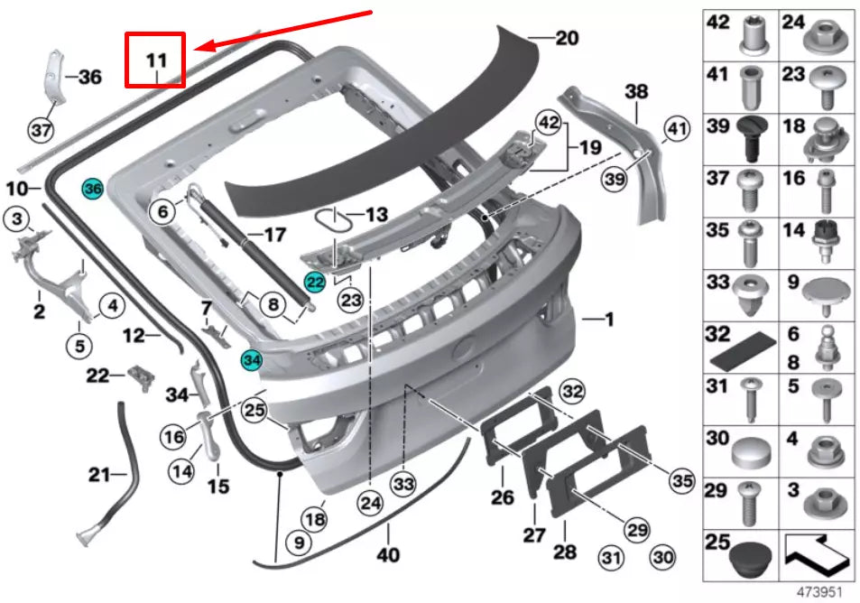 NEW BMW 4 GRAN COUPE F36 REAR ROOF GAP FINISHER 51767315969 7315969 ORIGINAL