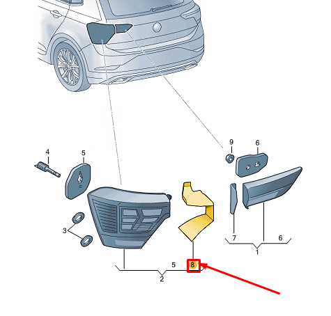 new vw polo aw mk6 rear left outer tail light trim 2g0945311c original