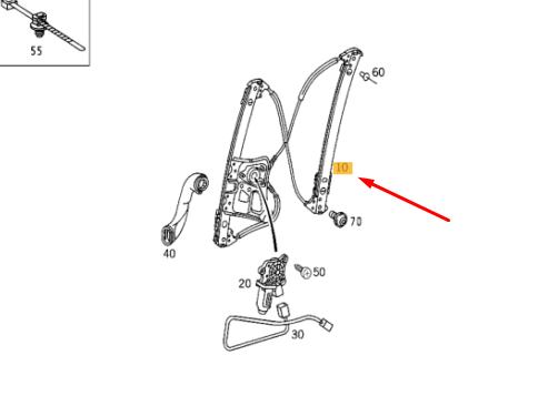 new mercedes-benz s w220 front right door window regulator a2207200446 original