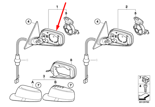 new bmw 3 e46 front left door wing mirror lhd 51167003451 7003451 original