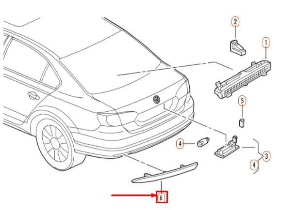 NEW VOLKSWAGEN JETTA A6 MK6 REAR RIGHT BUMPER REFLECTOR 5C6945106A