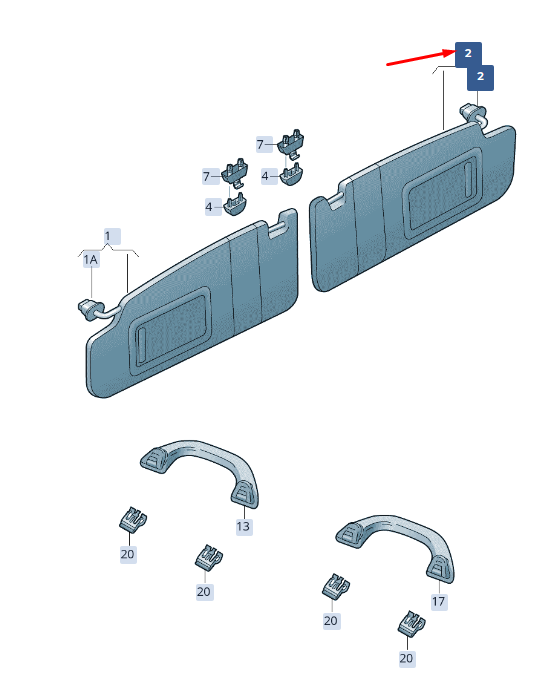 new skoda superb mk3 right side sun visor lhd 5g0857552csup4 original