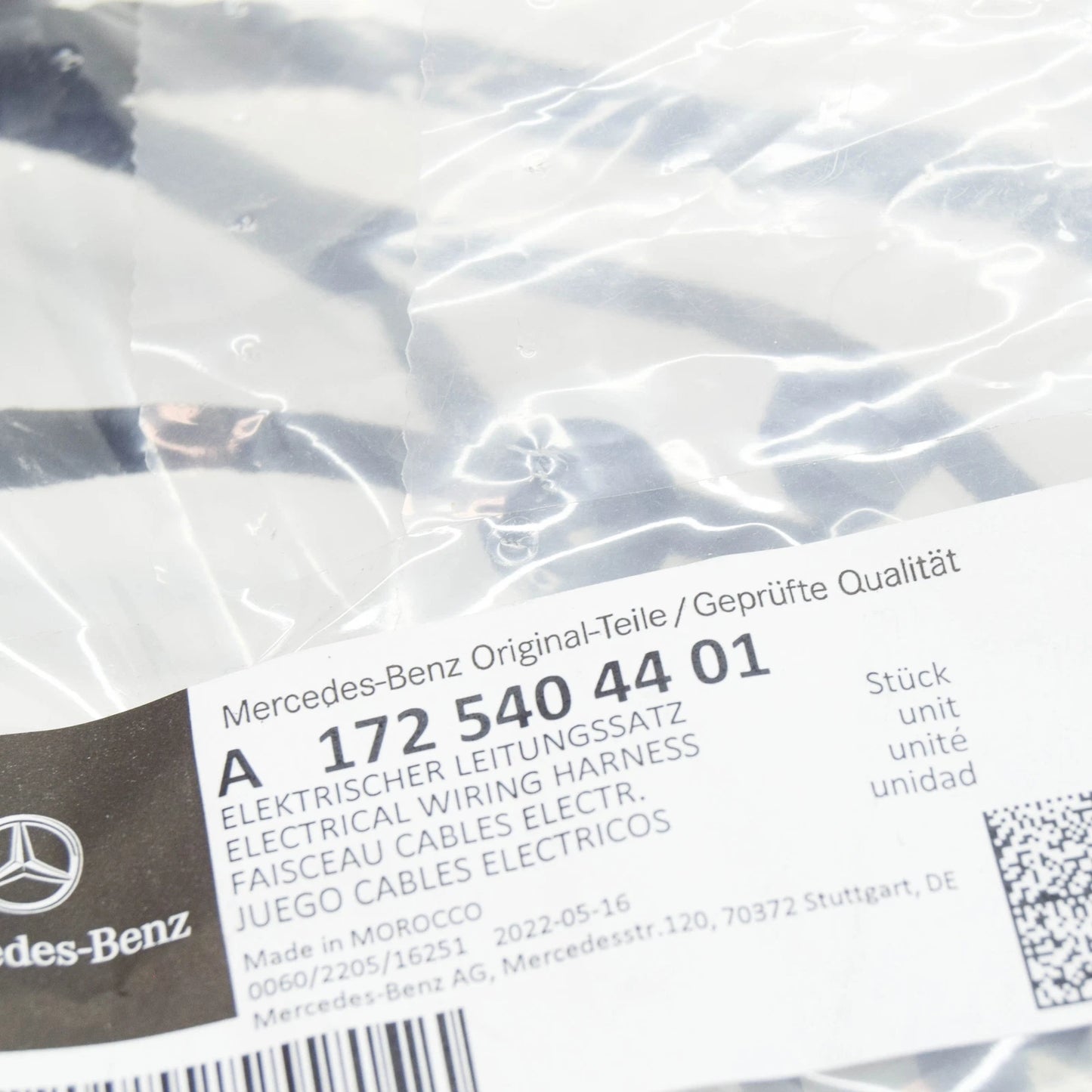 NEW MB SLK R172 AMG FRONT BUMPER ELECTRICAL WIRING HARNESS A1725404401 ORIGINAL