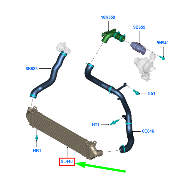 new ford mondeo mk4 intercooler 6g91-9l440-fe 1742060 original
