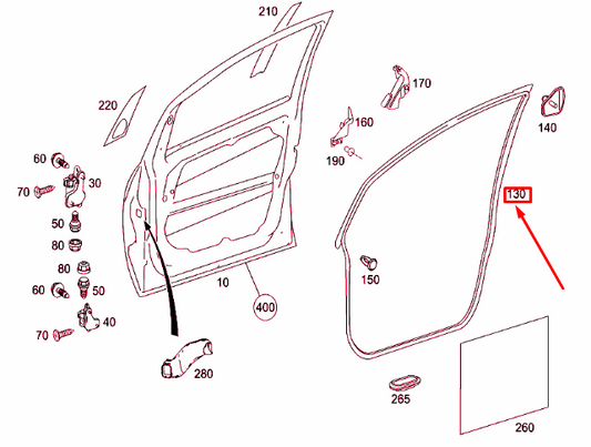 new mercedes-benz a w169 front right door seal a1697270430 original