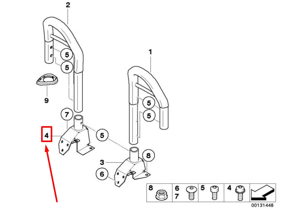 NEW BMW Z3 COUPE E36 RIGHT ROLLOVER BAR SUPPORT 54618401338 8401338 ORIGINAL