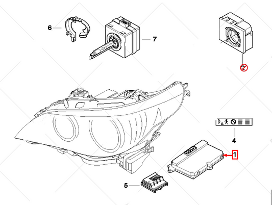 new bmw 5 e60 front left headlight xenon ecu control unit 63126937223 original