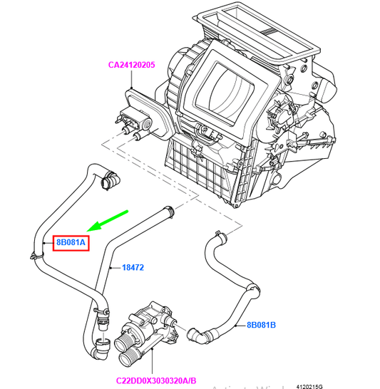 new ford mondeo mk3 heater outlet hose 8g91-8b160-ad 1580953 original