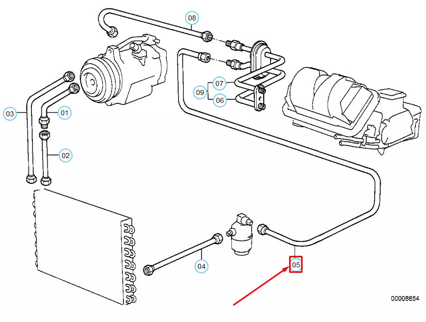 NEW BMW 3 E30 AC DRYER EVAPORATOR HOSE LINE 64531381740 ORIGINAL
