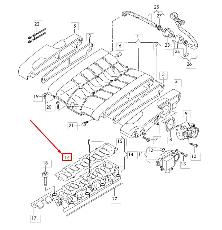 NEW AUDI A8 D3 4E UPPER INTAKE MANIFOLD GASKET 07C133238H ORIGINAL