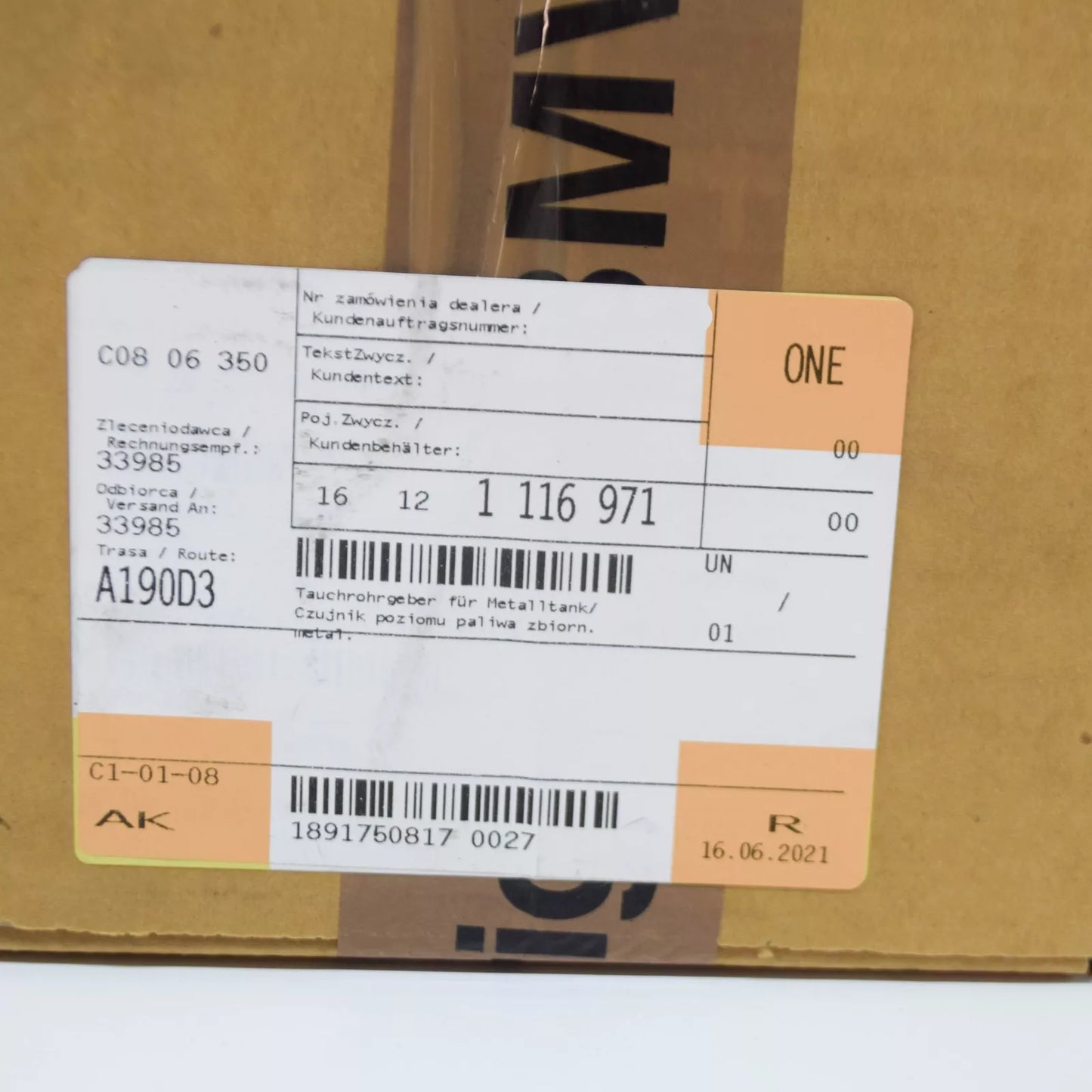 NEW BMW 6 E24 FUEL TANK SENDING UNIT 16121116971 1116971 ORIGINAL