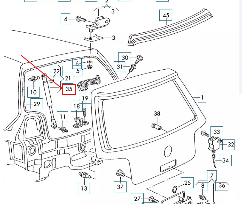 NEW VOLKSWAGEN GOLF MK5 TAILGATE CABLE GROMMET 1J6971840A ORIGINAL