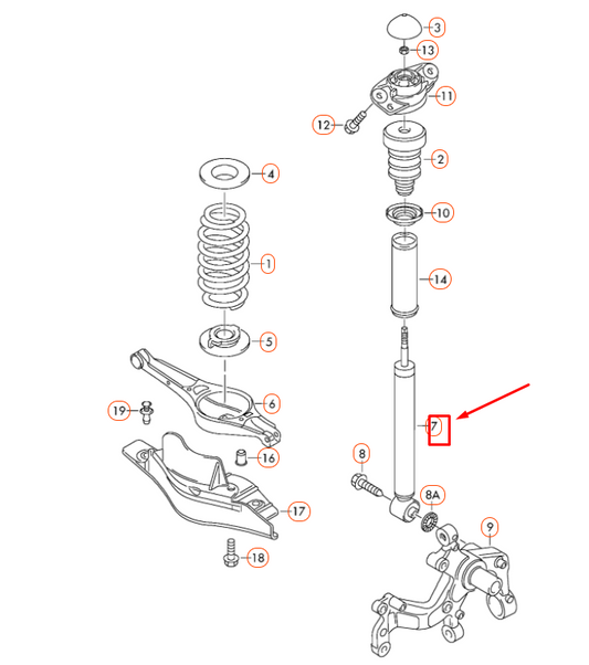 new volkswagen passat b6 rear gas shock absorber 3c0513049bg original