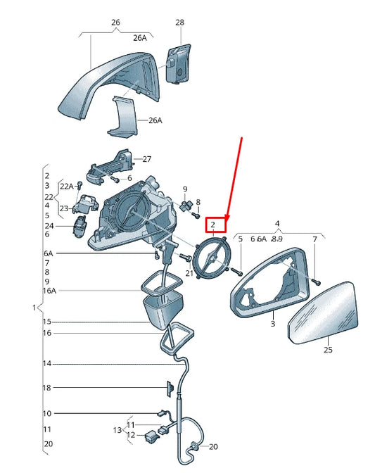 NEW AUDI Q5 FY RIGHT EXTERIOR MIRROR ADJUSTER WITH MOTOR 4M0959578A ORIGINAL