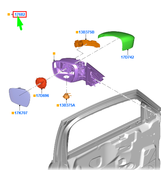 new ford galaxy mk3 front right side wing mirror lhd 2516260 original