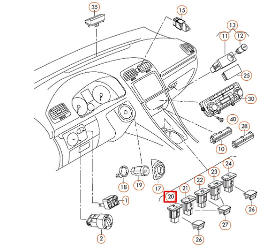NEW VOLKSWAGEN JETTA MK3 A5 1K5 IGNITION BUTTON 5C7959839C3Q7 2005