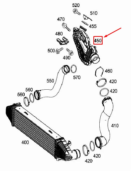 NEW MERCEDES-BENZ C W204 CHARGE LEFT AIR LINE DAMPER A6421401987