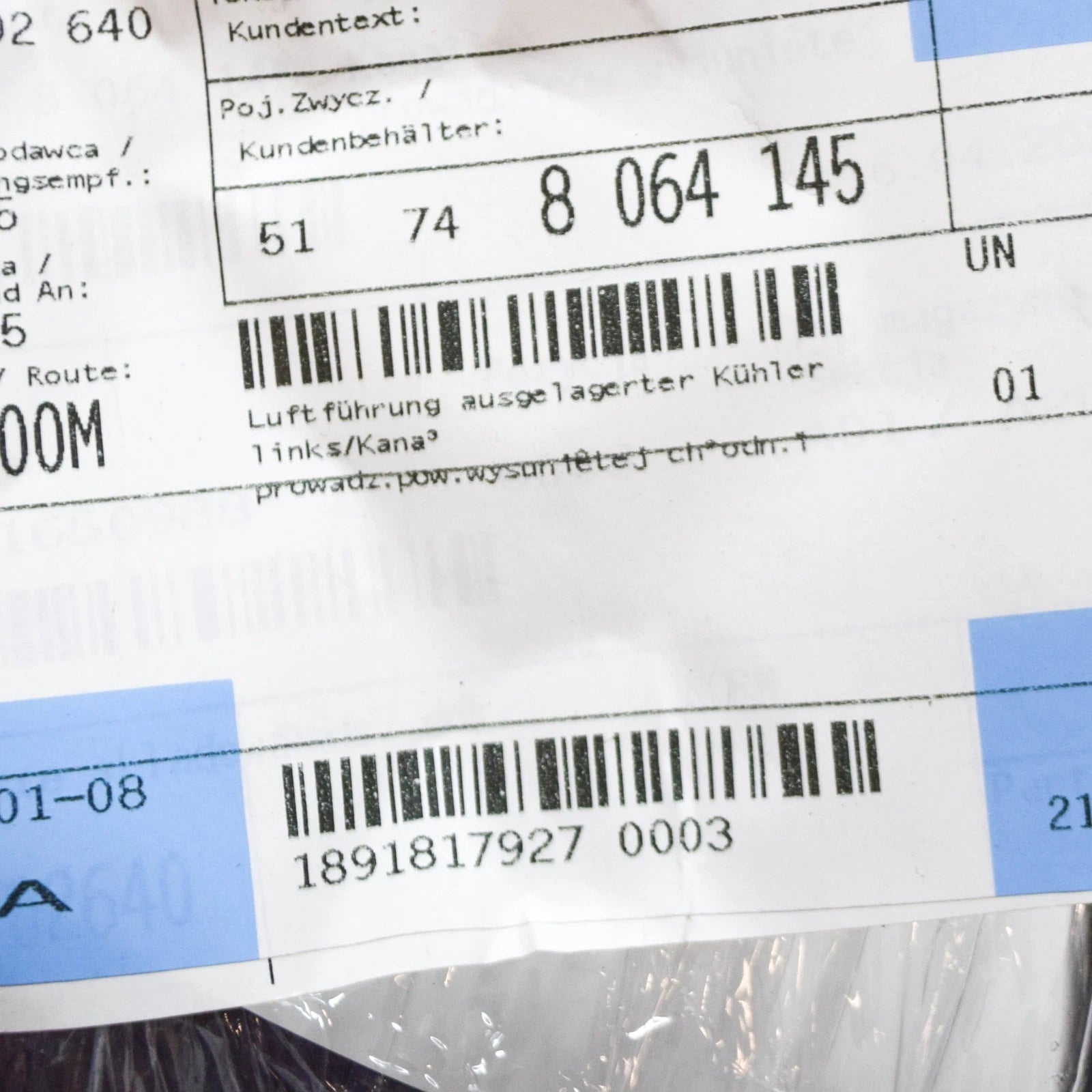 NEW BMW M2 F87 RADIATOR LEFT AIR DUCT 51748064145 8064145 2016 ORIGINAL