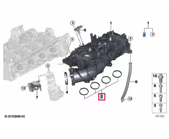 NEW BMW 3 G20 INTAKE MANIFOLD PREFORMED SEAL 11619486362 ORIGINAL