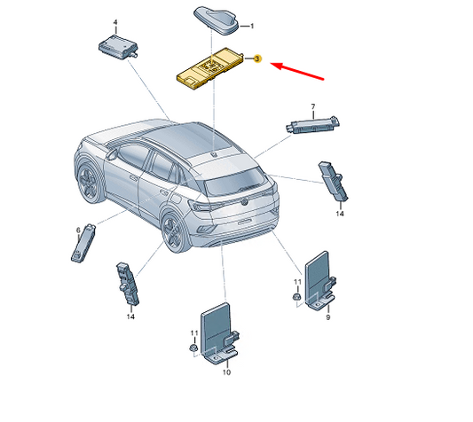 new skoda enyaq iv vehicle communication sender/receiver unit 1ea035741e