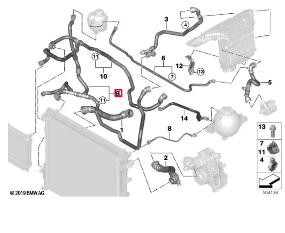 NEW BMW X3 M F97 CHARGE AIR COOLER RADIATOR HOSE 17128053467 ORIGINAL