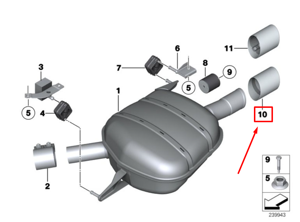 new bmw 6 coupe f13 exhaust pipe tip 18307612731 7612731 original