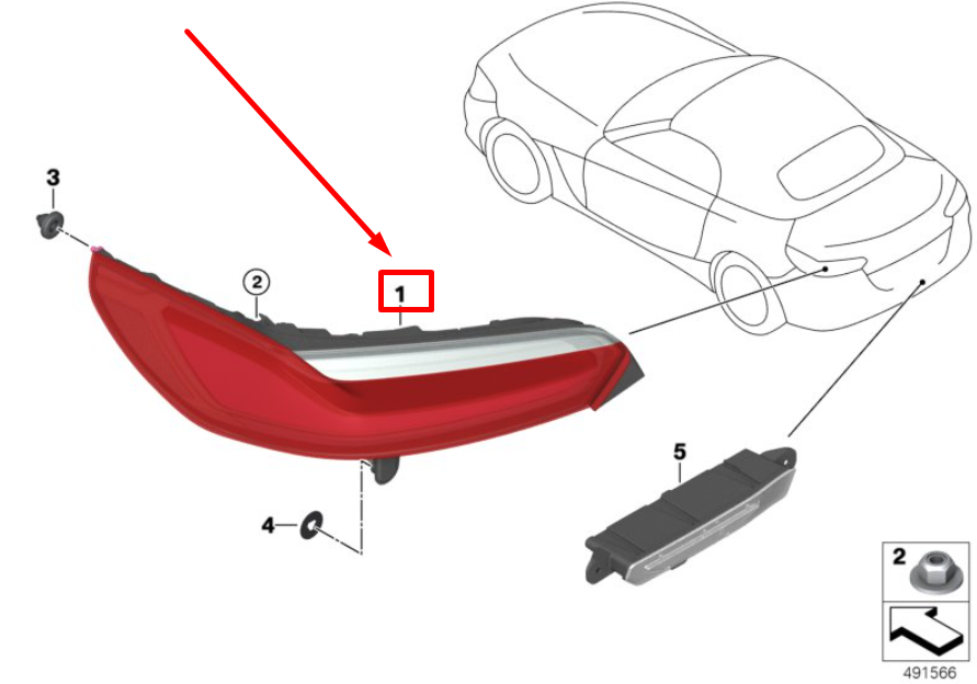 new bmw z4 g29 rear right taillight 7439020 63217439020 original