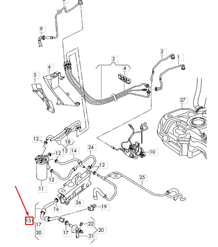 NEW VOLKSWAGEN EOS FUEL HOSE LINE 1K0130307CC