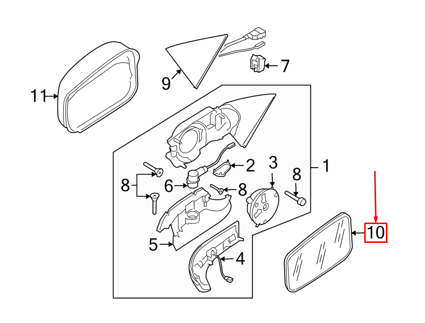 NEW VW PHAETON 3D FRONT LEFT DOOR MIRROR GLASS LHD 3D0857521AG ORIGINAL