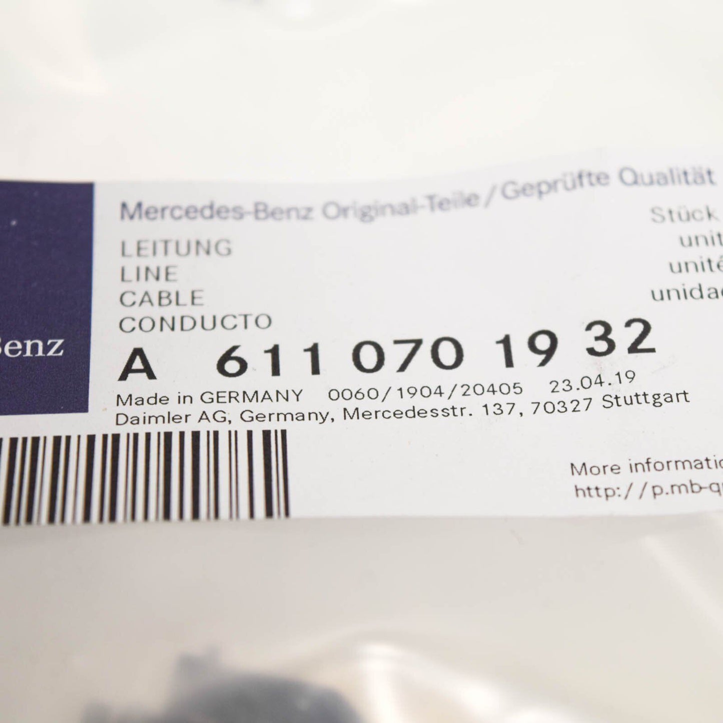 NEW MERCEDES-BENZ SPRINTER 903 FUEL PIPE LINE A6110701932 ORIGINAL
