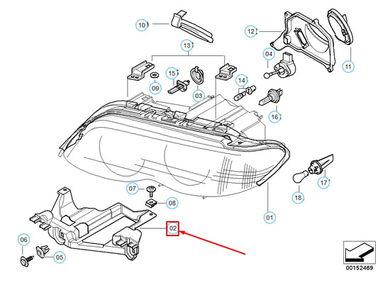 NEW BMW X5 E53 FRONT LEFT HEADLIGHT BRACKET 63126927797 6927797 ORIGINAL