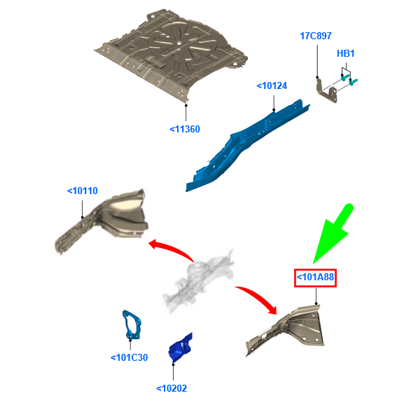 new ford kuga mk1 c394 front right side panel filler 1763966 original