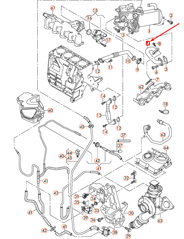 NEW AUDI A4 B8 EGR TUBE CONNECTING PIPE 03L131521J ORIGINAL