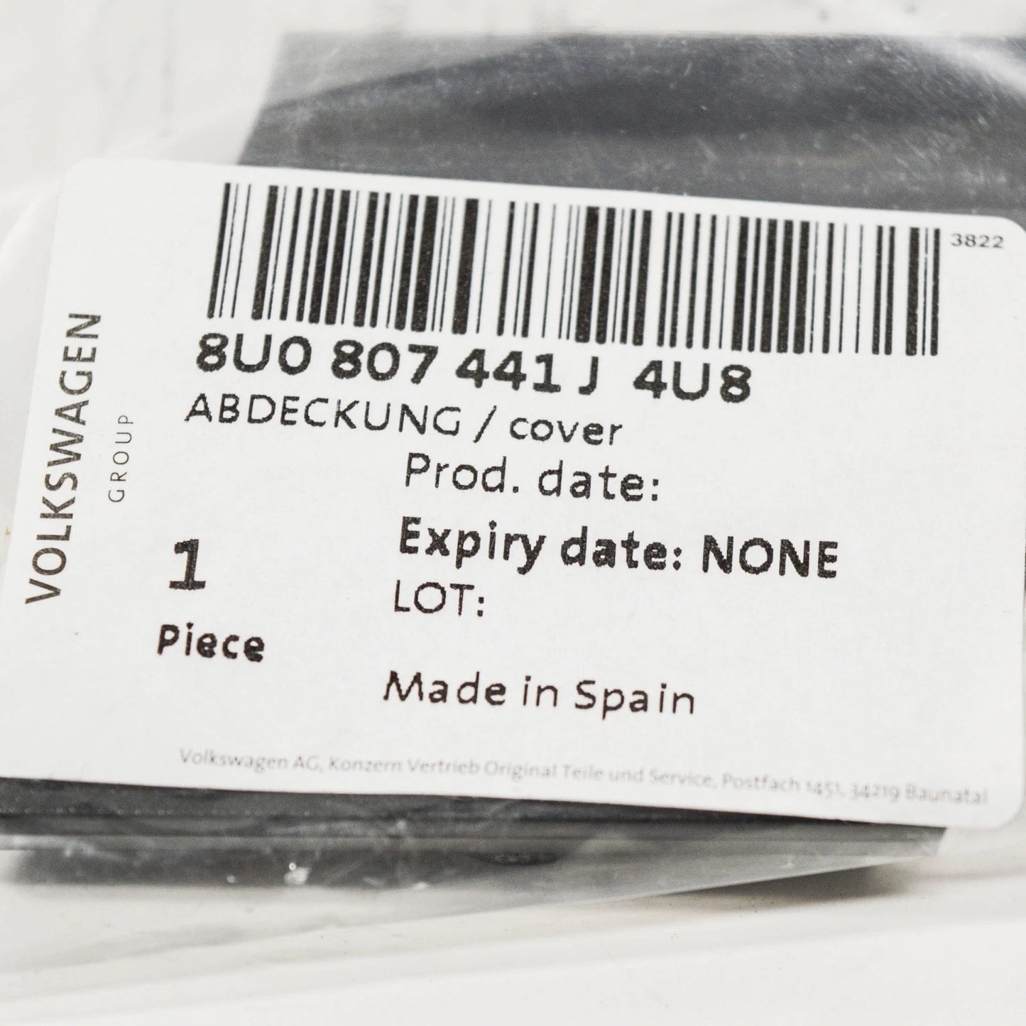 NEW AUDI Q3 8U REAR BUMPER LEFT TOW HOOK EYE CAP COVER 8U0807441J4U8 ORIGINAL