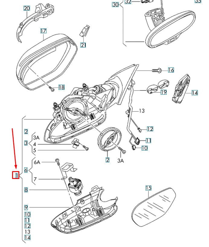 NEW AUDI A6 C7 FRONT RIGHT DOOR MIRROR MOUNTING LHD 4G1857410BB01C ORIGINAL