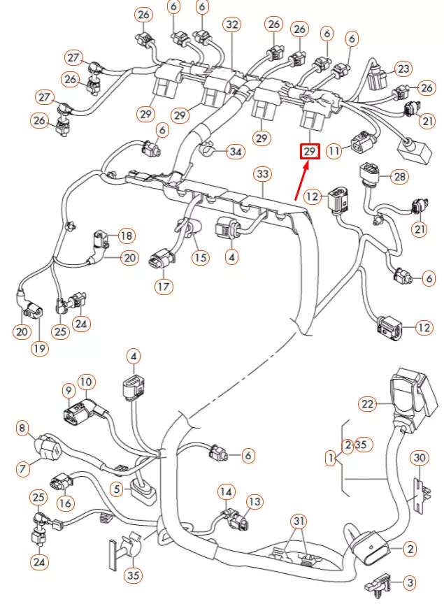 NEW AUDI A3 8V ENGINE WIRING CABLE 4-PIN FLAT CONTACT HOUSING 8K0971994 ORIGINAL