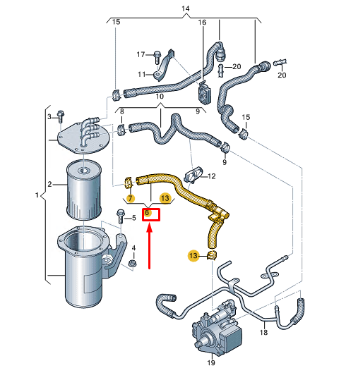 new vw caddy mk4 sb fuel line 5wa130307k original