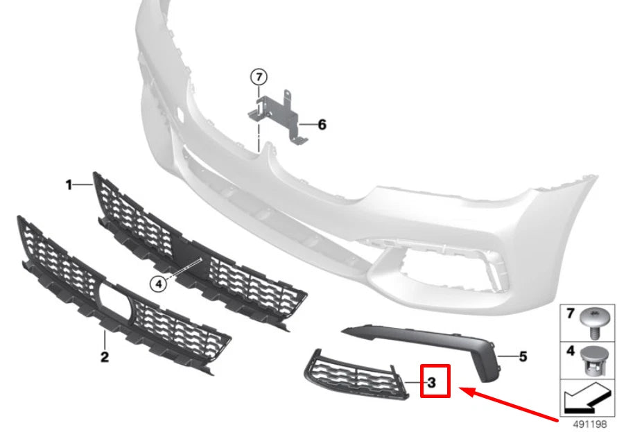 NEW BMW 7 G11,G12 FRONT LEFT BUMPER GRILL 51118092159 8092159 ORIGINAL