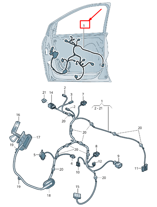 new skoda kamiq front left door wiring harness 654971120be original