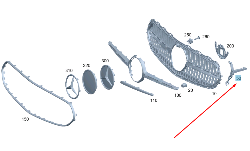 NEW MERCEDES-BENZ C W206 AMG RADIATOR GRILLE RIGHT BRACKET A2068886000 ORIGINAL
