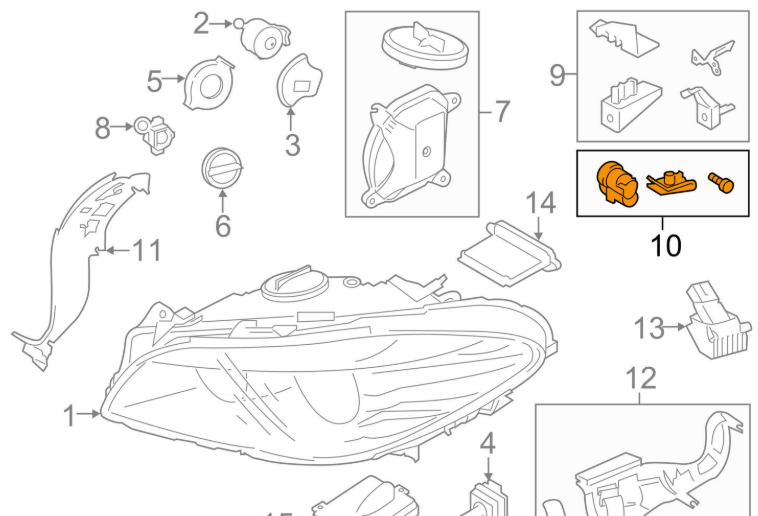new bmw z4 e89 headlight lamp small parts mount kit 63117343916 original