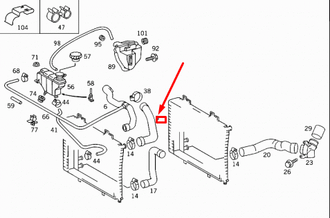 NEW MERCEDES-BENZ CLK C208 RADIATOR TOP HOSE A2025013982 ORIGINAL
