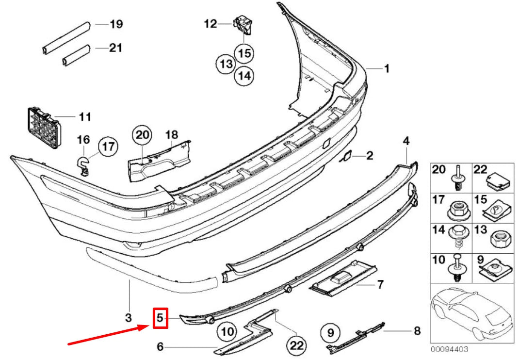 NEW BMW 3 CABRIO E46 REAR BUMPER LOWER TRIM PANEL 51128227573 8227573 ORIGINAL
