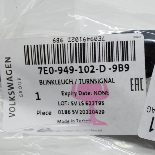 NEW VW TRANSPORTER T6 FRONT RIGHT FENDER TURN SIGNAL 7E0949102D9B9 ORIGINAL