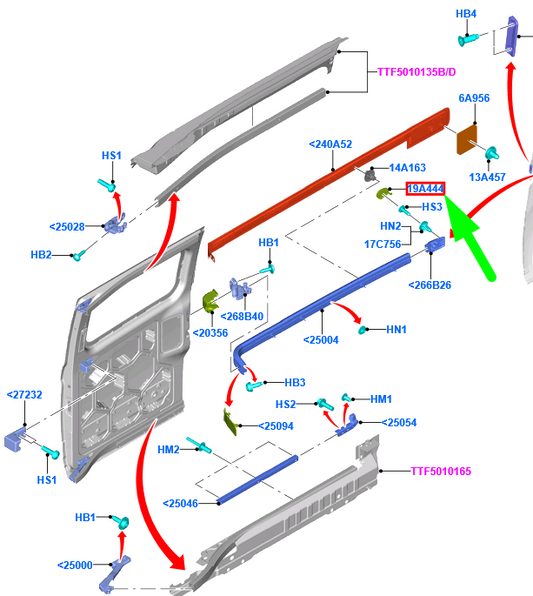 new ford tourneo custom sliding load side door screw cap 1789332 original