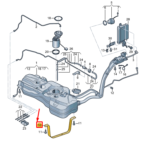 new vw caddy mk4 sb fuel tank tensioning strap 5r3201656c original