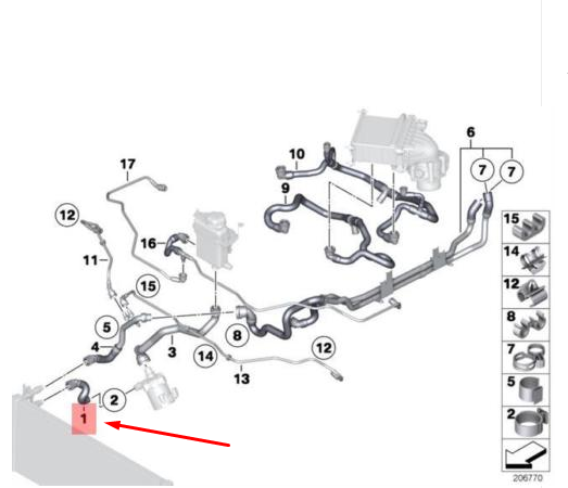 new bmw 7 f01 radiator coolant hose 17227575390 7575390 original