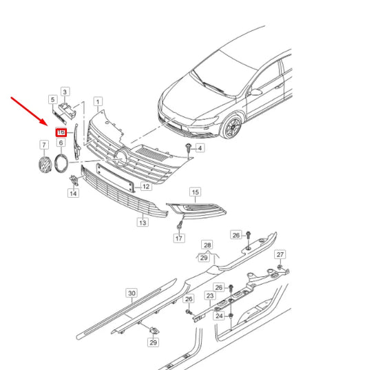 NEW VW CC R-LINE FRONT RIGHT OUTER FOG LIGHT TRIM RING 3C8853212AGRU