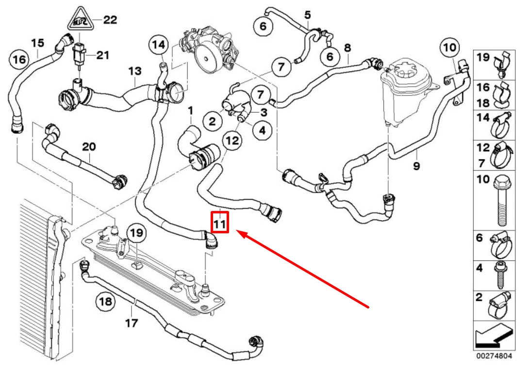 NEW BMW X5 E70 COOLANT HOSE 17127589729 7589729 ORIGINAL