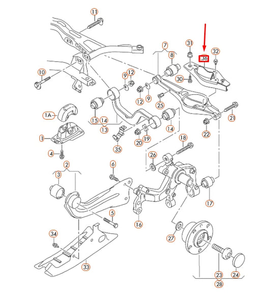 NEW AUDI A3 8P REAR RIGHT WISHBONE STONE SHIP GUARD 1K0511534D ORIGINAL